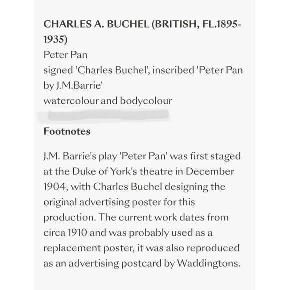 RARE Antique Peter Pan by Charles Buchel Fine Art Colored Lithograph framed - Picture 11 of 11